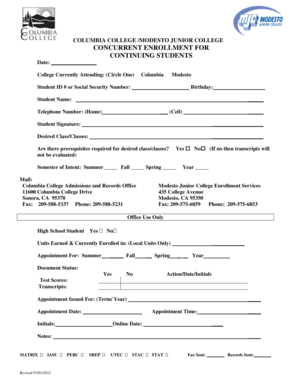 Concurrent Enrollment Form