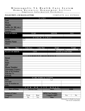 Employee Information Worksheet