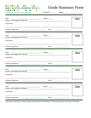 Grade Summary Form