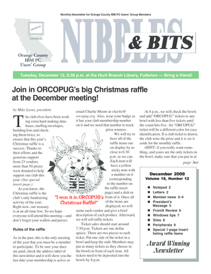 December 2000 Nibbles &amp - orcopug