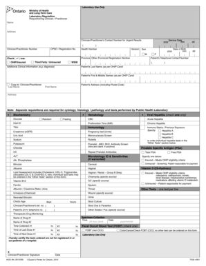 Ontario Laboratory Requisition Form