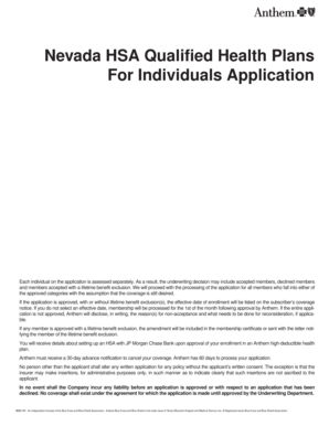 Nevada HSA Qualified Health Plans Application