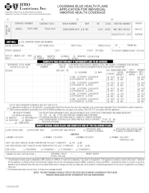 Louisiana Blue Health Plans Individual HMO/POS Enrollment Application