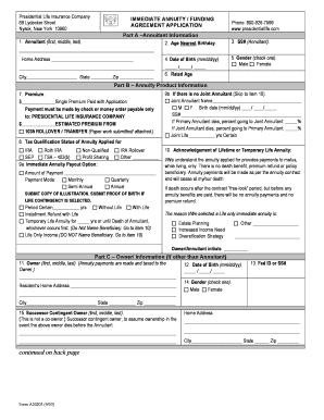 Immediate Annuity Application Form