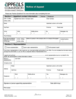 Appeals Commission Notice of Appeal