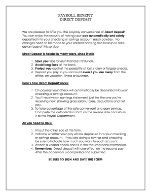 Payroll Direct Deposit Authorization Form