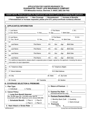 Cancer Insurance Application Form