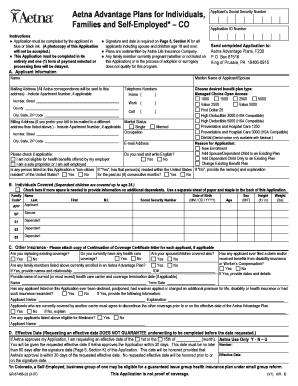 Aetna Advantage Health Insurance Application