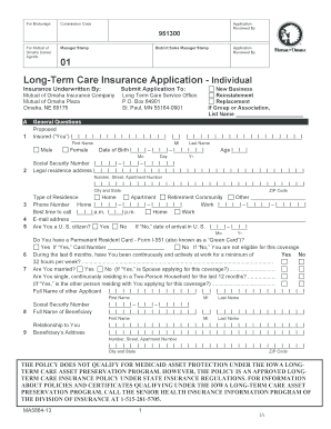 Long Term Care Insurance Application