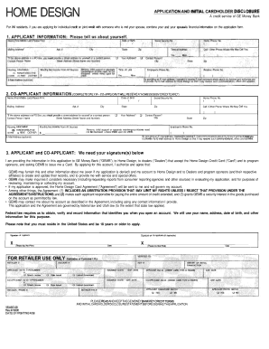 Home Design Credit Card Application