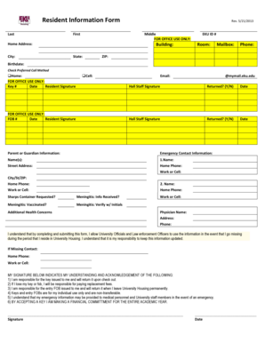 Resident Information Form