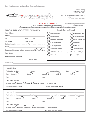 Horse Mortality Insurance Application Form