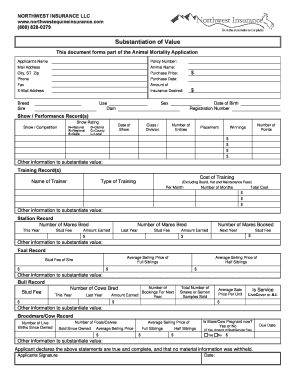 Animal Mortality Insurance Application
