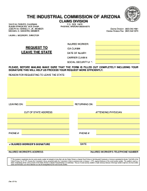 Arizona Injured Worker Leave State Request