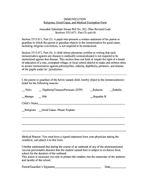 Ohio Immunization Exemption Form