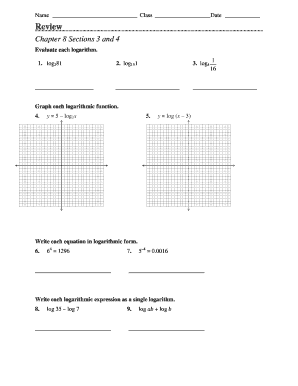 Logarithm Review Worksheet