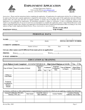 City of Abilene Employment Application