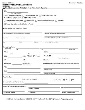 California Live Scan Request Form