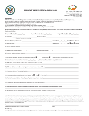 Accident Illness Medical Claim Form