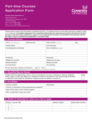 Part-time Courses Application Form