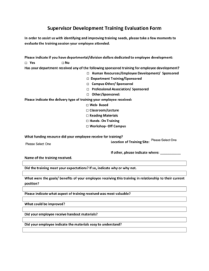 Supervisor Development Training Evaluation Form - asub