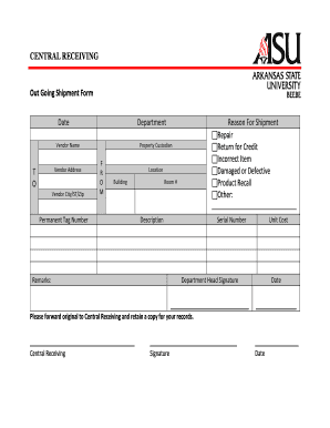 Outgoing Shipment Form