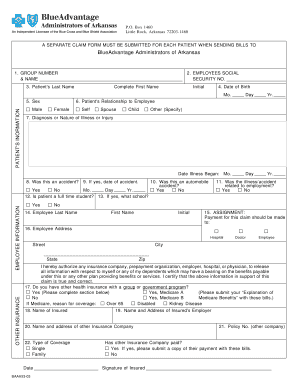 BlueAdvantage Arkansas Patient Claim Form