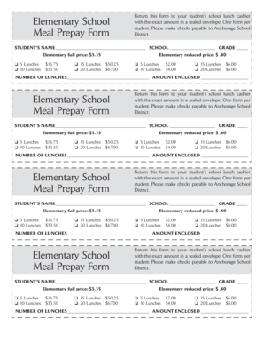 Elementary School Meal Prepay Form Elementary School Meal ... - asdk12