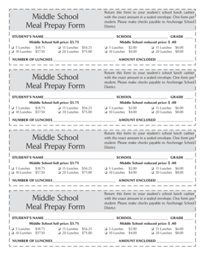 Anchorage School Meal Prepayment Form