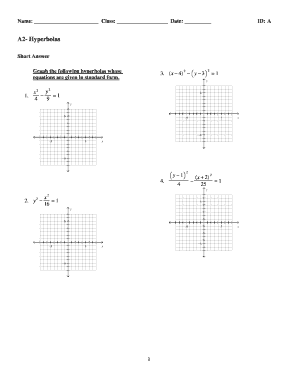 Hyperbola Graphing and Equation Worksheet