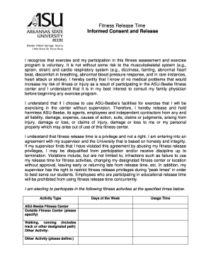 Fitness Release and Informed Consent Form