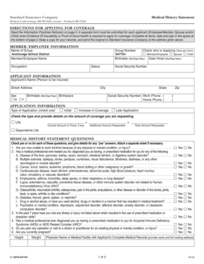 Standard Insurance Medical History Statement