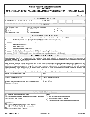 Onsite Hazardous Waste Treatment Notification