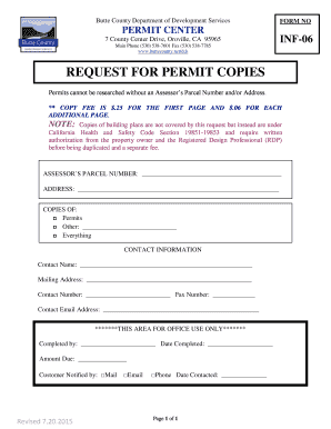 Butte County Permit Copy Request Form