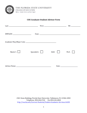 Graduate Student Advisor Form