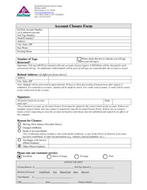 FasTrak Account Closure Form