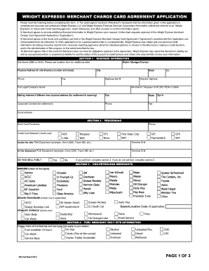 Wright Express Merchant Charge Card Agreement Application