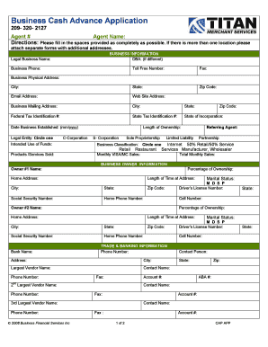 Business Cash Advance Application Form