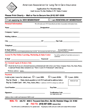 American Association for Long-Term Care Insurance Membership Application