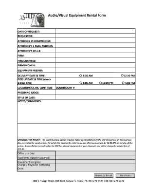 Audio/Visual Equipment Rental Form