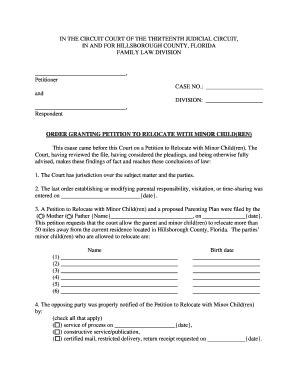 Order Granting Petition to Relocate with Minor Child(ren)