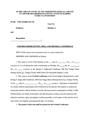 Florida Divorce Trial Order