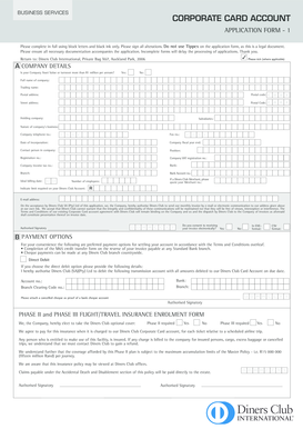 Diners Club Corporate Card Application Form