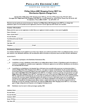 Phillips Edison-ARC Shopping Center REIT Inc. Distribution Options Change Form