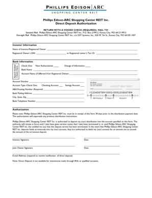 Phillips Edison-ARC Shopping Center REIT Inc Direct Deposit Authorization