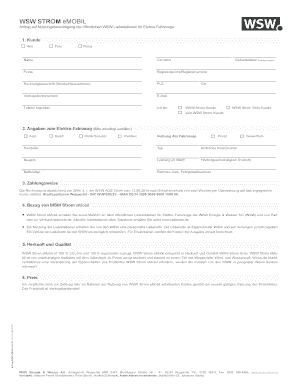 Antrag auf Nutzungsberechtigung der öffentlichen WSW Ladestationen für Elektro-Fahrzeuge