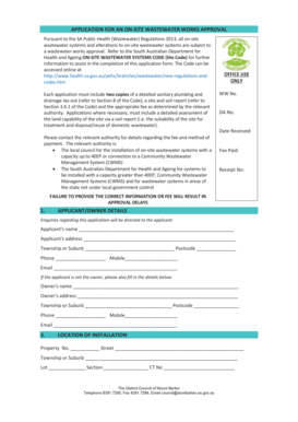 On-Site Wastewater Works Approval Application