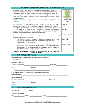 Application for On-Site Wastewater Works Approval