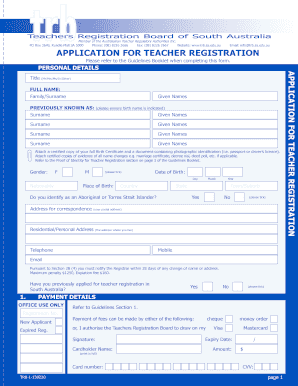 Application for teacher registration - guidelines booklet