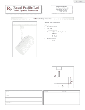 Royal Pacific Lighting Fixture Order Form